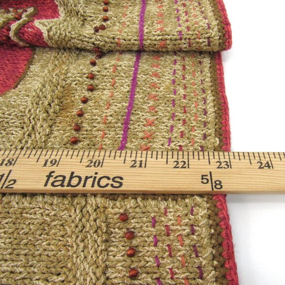 Sigrid Olsen Sport Brown w/Floral Hand Knitted Button Up 3/4 Sleeve Sweater 1X - Picture 8 of 12